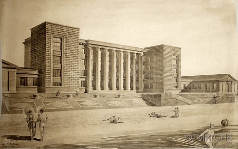 Троцкий Н. А.         Проект школы на острове Декабристов. 1935