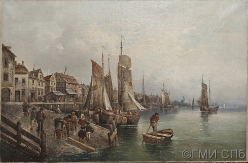 Ларсон, В.        Вид портового города северной Европы. 1860-1890-е годы