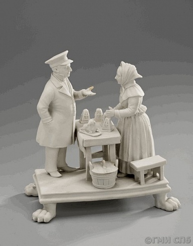 Чернильница со скульптурной композицией "Пасхальный стол". 1850-1880-е годы