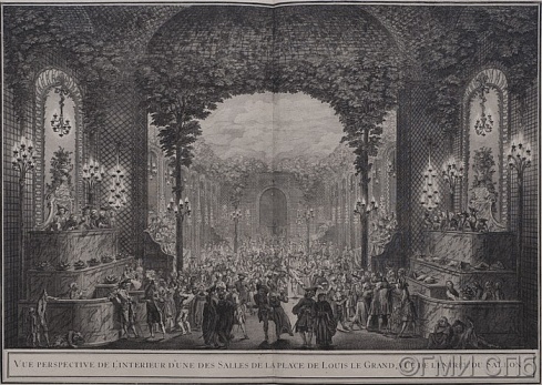 Неизвестный гравер. Вид интерьера одного из залов площади Людовика Великого, вид от входа в салон.    [1751]