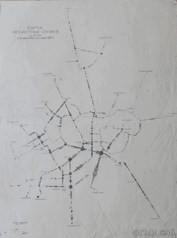 Несчастные случаи за время с 1. ХI - 1926 по 1. ХI - 1927 г., происшедших на линиях городского трамвая. 1927