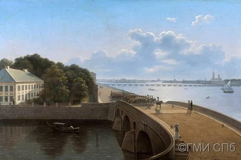 Воробьев М.Н.       Прачечный мост и набережная Невы у Летнего сада. 1823