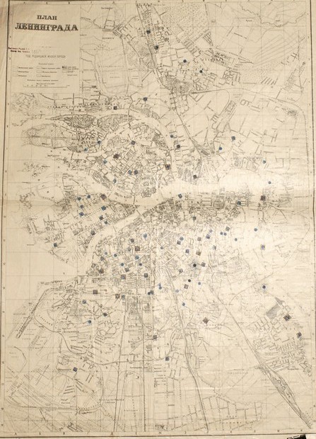 План Ленинграда с показанием расположения бань. 1931