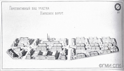 Бенуа Ю. Ю.       Застройка участка у Нарвских ворот. 1925
