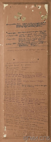 Филенка дверная с текстами писем Малыгина А. А. жене.  1941  - 1942 годы