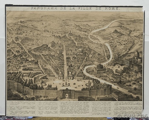 НЕИЗВЕСТНЫЙ ЛИТОГРАФ. ПАНОРАМА ГОРОДА РИМА. 1852 – 1856 