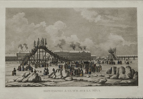 Дамам-Демартре М.Ф. Ледяные горы на Неве у Английской набережной. 1811, с оригинала 1800-х годов