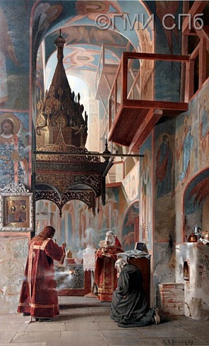 Виллие М.Я.              Внутренность алтаря в церкви Ильи Пророка в Ярославле.  1907