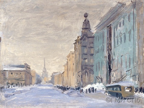 Пакулин В.В.      Невский проспект (напротив Казанского собора). 1942  