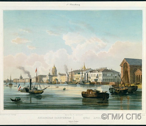 Жакотте Л.Ж.       Вид Английской набережной. 1850-е