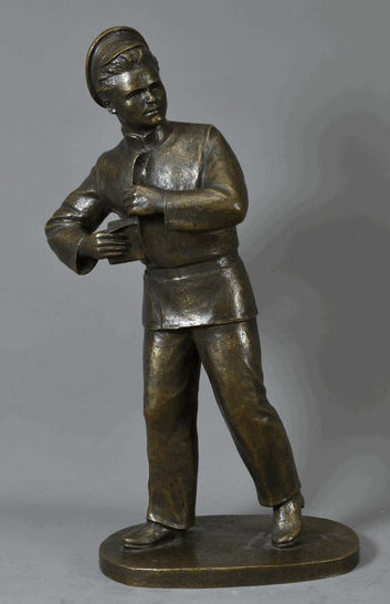 В.В. Эллонен, К.И. Миглиник (отлив). Юный Киров с листовками. 1938