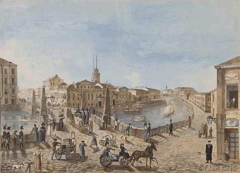 Неизвестный художник. Красный мост через Мойку. 1814-1817