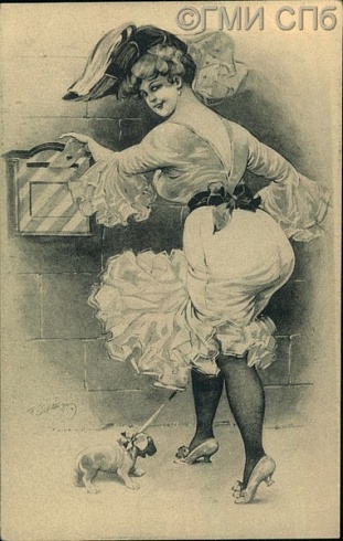 (Карикатура "Дама с собачкой"). Конец XIX - начало XX веков