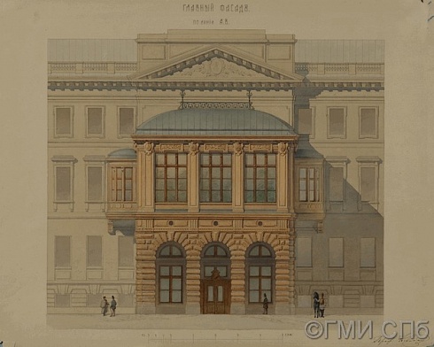 Рахау К.К.    Проект перестройки парадного крыльца Аничкова дворца.     1870-е  годы