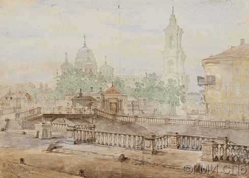 Садовников В.С.          Екатерининский канал у Вознесенской церкви. 1861