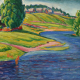 С. Я. Шлейфер. Сельский пейзаж с купальщицами. Картон, масло. 1915 – 1924. ГМИ СПб.