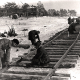 Прокладка путей около первого рабочего поселка. Фотография. 1943